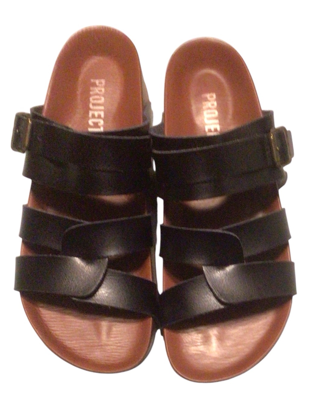 NIB...Womens Project Cloud Black Leather Slides. Super comfy ,SZ 8.5M
